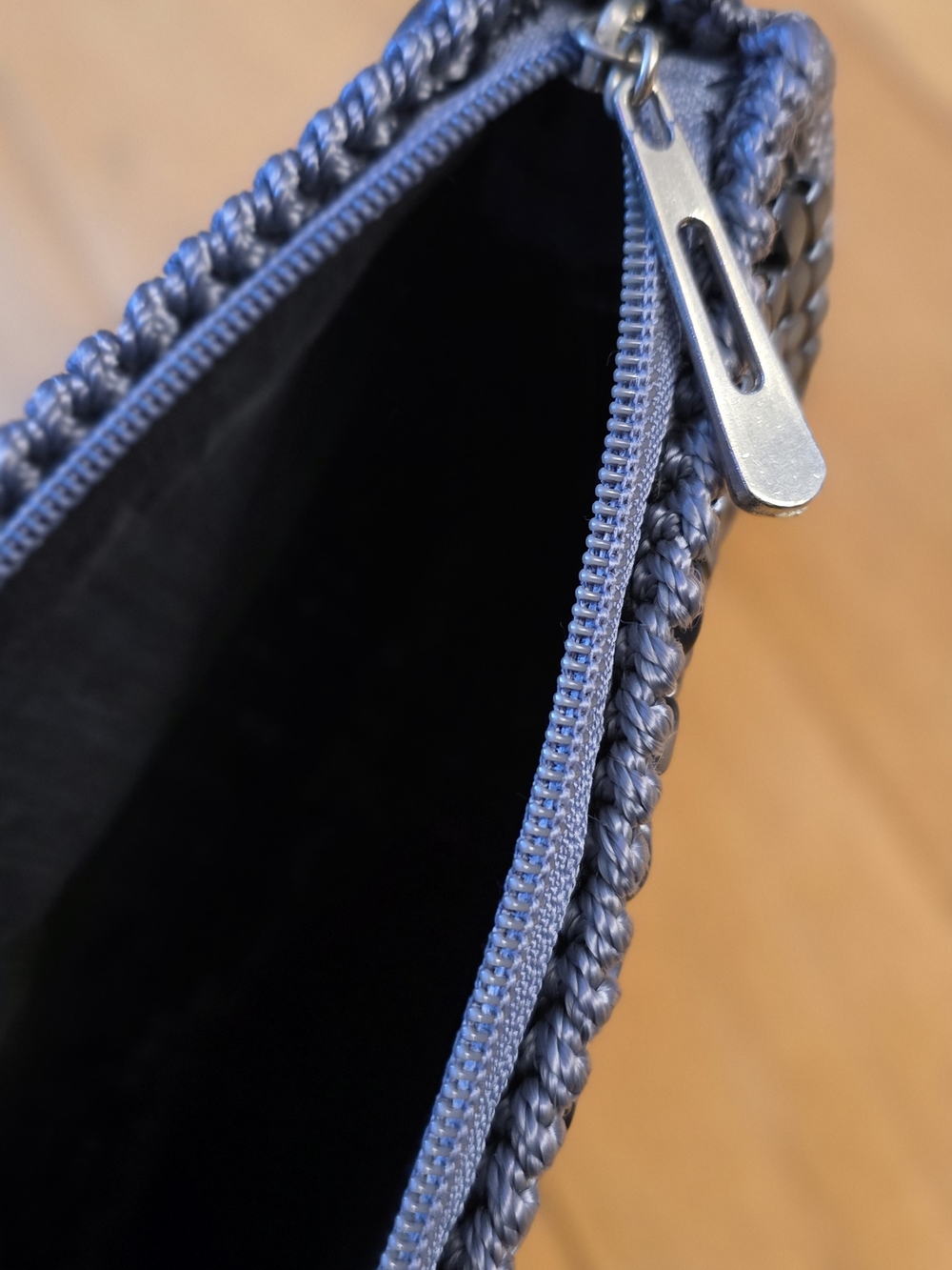 Woven Bead Detail Shoulder Bag in Steel Navy - Picture 4 of 9
